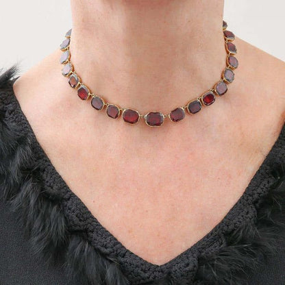 Antique Georgian Almandine Garnet Parure 18ct Gold circa 1820 in Original Fitted Box