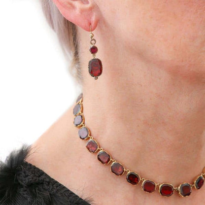 Antique Georgian Almandine Garnet Parure 18ct Gold circa 1820 in Original Fitted Box