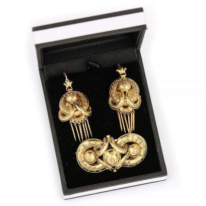 Antique Victorian 18ct Gold Etruscan Revival Demi Parure