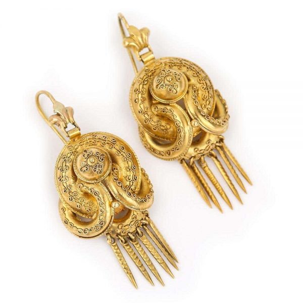 Antique Victorian 18ct Gold Etruscan Revival Demi Parure