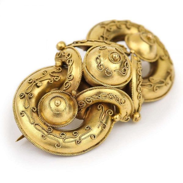 Antique Victorian 18ct Gold Etruscan Revival Demi Parure