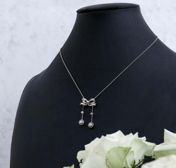 Antique Edwardian 18ct Gold and Diamond Negligee Pendant Necklace Circa 1915