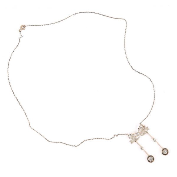 Antique Edwardian 18ct Gold and Diamond Negligee Pendant Necklace Circa 1915