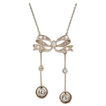 Antique Edwardian 18ct Gold and Diamond Negligee Pendant Necklace Circa 1915