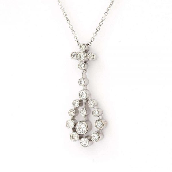 Modernist 18ct White Gold Diamond Pendant Necklace