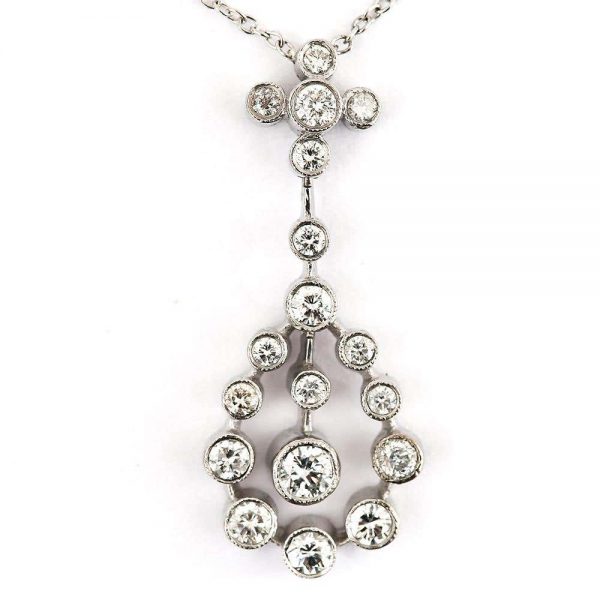 Modernist 18ct White Gold Diamond Pendant Necklace