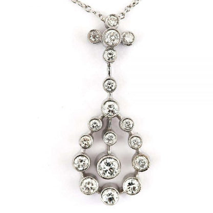 Modernist 18ct White Gold Diamond Pendant Necklace