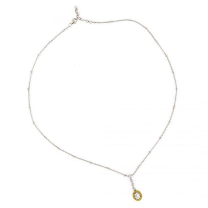 Contemporary 18ct Gold White and Yellow Diamond Halo Pendant Necklace