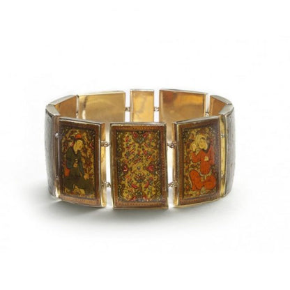 PERSIAN GOLD ENAMEL PAINTED PANEL BRACELET