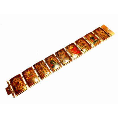 PERSIAN GOLD ENAMEL PAINTED PANEL BRACELET