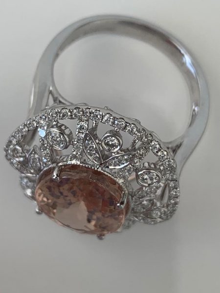 Fine 9.22ct Morganite and Diamond Dress Ring in 18ct White Gold