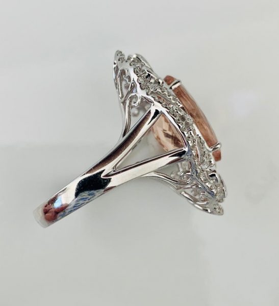 Fine 9.22ct Morganite and Diamond Dress Ring in 18ct White Gold