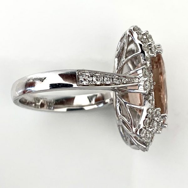 Morganite and Diamond Dress Ring in 18ct White Gold, 5.94cts