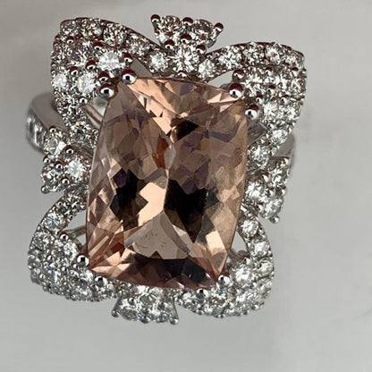 Morganite and Diamond Dress Ring in 18ct White Gold, 5.94cts