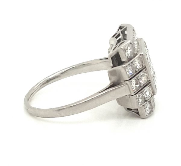 Antique Art Deco Diamond Square Cluster Platinum Ring