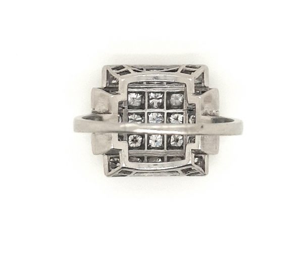 Antique Art Deco Diamond Square Cluster Platinum Ring