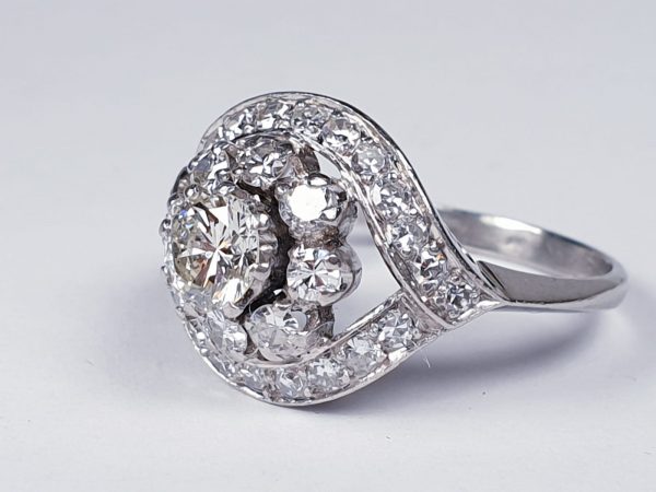 Art Deco Bombe Diamond Dress Engagement Ring, 1930's