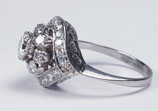 Art Deco Bombe Diamond Dress Engagement Ring, 1930's