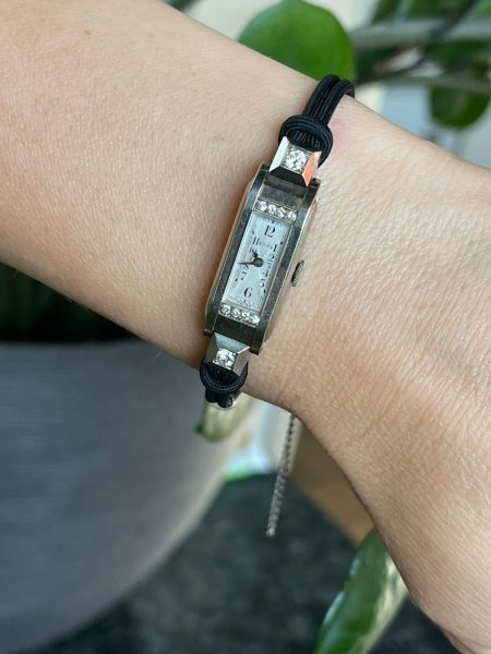 Lady rolex watch Art Deco cocktail diamond gold slim