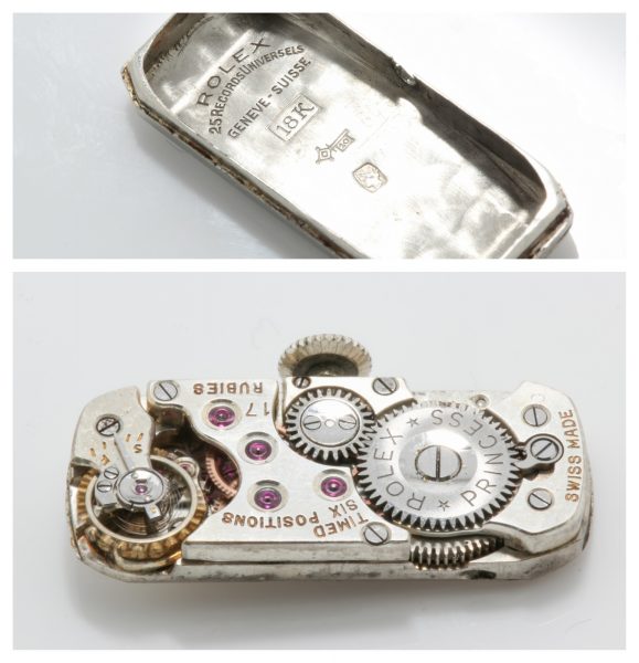 Ladies Art Deco Rolex watch diamond black strap