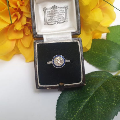 Sapphire and Diamond Target Cluster Ring, 1.00 carat