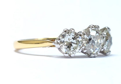 Vintage Old Cut Diamond Three Stone Ring, 2.50cts