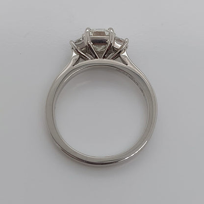 GIA Certified 1.02ct Emerald Cut Diamond and Trapeze Diamond Engagement Ring in Platinum