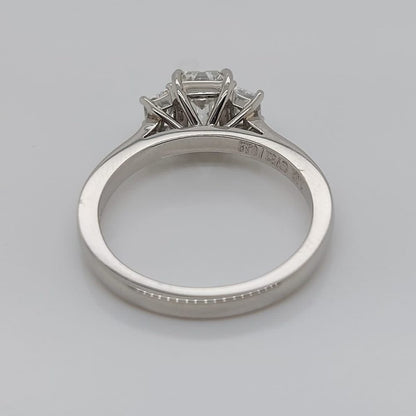 GIA Certified 1.02ct Emerald Cut Diamond and Trapeze Diamond Engagement Ring in Platinum