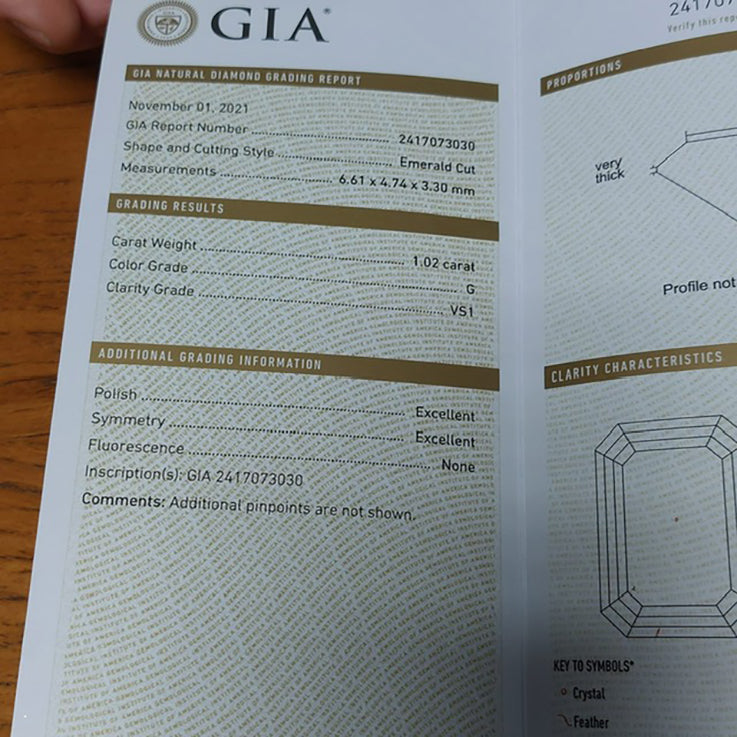 GIA Certified 1.02ct Emerald Cut Diamond and Trapeze Diamond Engagement Ring in Platinum