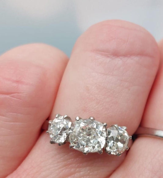 Vintage Old Cut Three Stone Diamond Ring