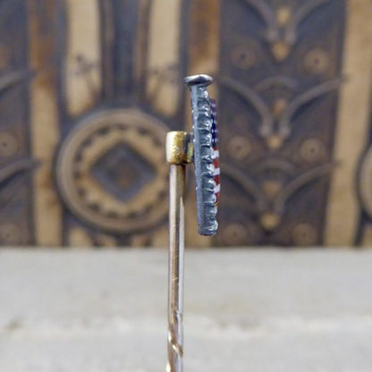 Antique Victorian Quality Diamond Set American Flag Enamel Stick Pin