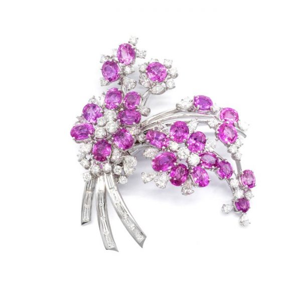 PINK SAPPHIRE & DIAMOND SPRAY BROOCH