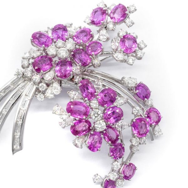 PINK SAPPHIRE & DIAMOND SPRAY BROOCH