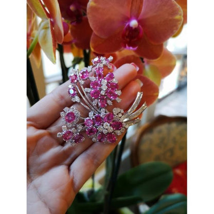 PINK SAPPHIRE & DIAMOND SPRAY BROOCH