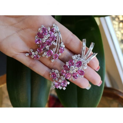 PINK SAPPHIRE & DIAMOND SPRAY BROOCH