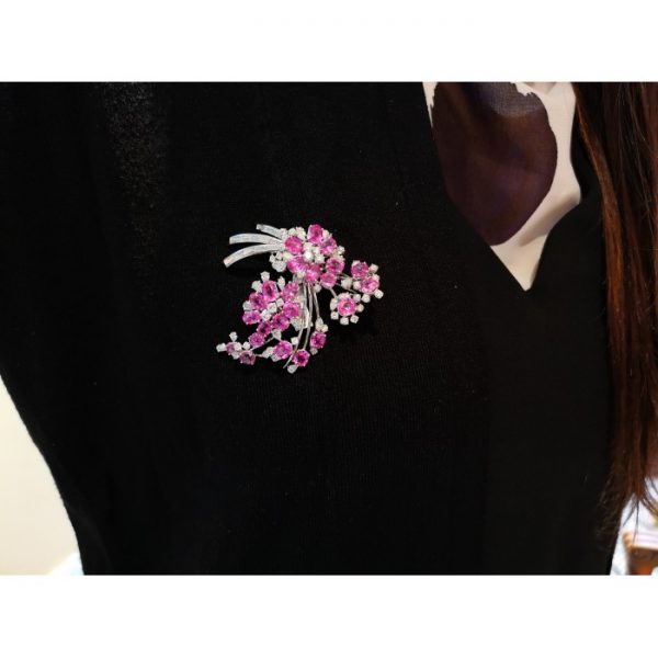PINK SAPPHIRE & DIAMOND SPRAY BROOCH