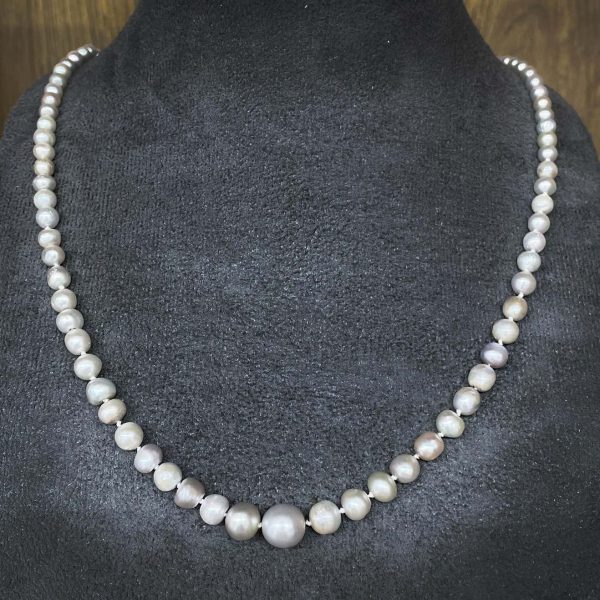 Large Vintage Natural Saltwater Pearl and Diamond Necklace