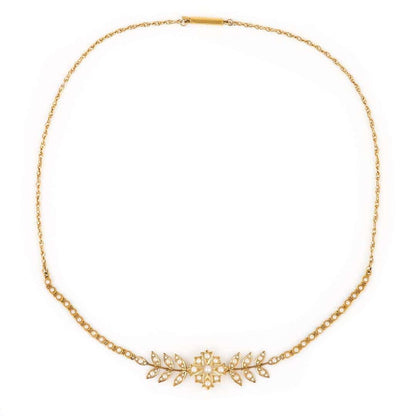 Antique Edwardian 15ct Gold Pearl and Diamond Collarette with Pendant and Star Brooch