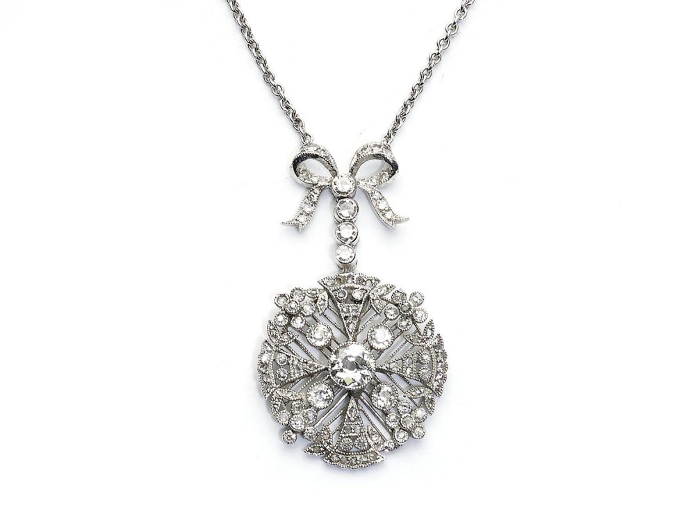 Edwardian Style Diamond Platinum Pendant