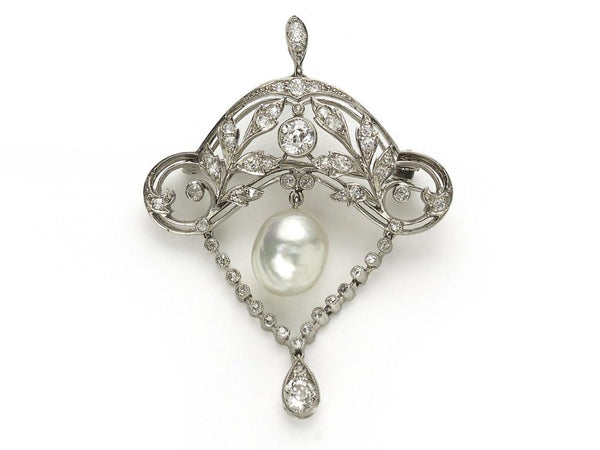 Edwardian Pearl & Diamond Brooch Pendant
