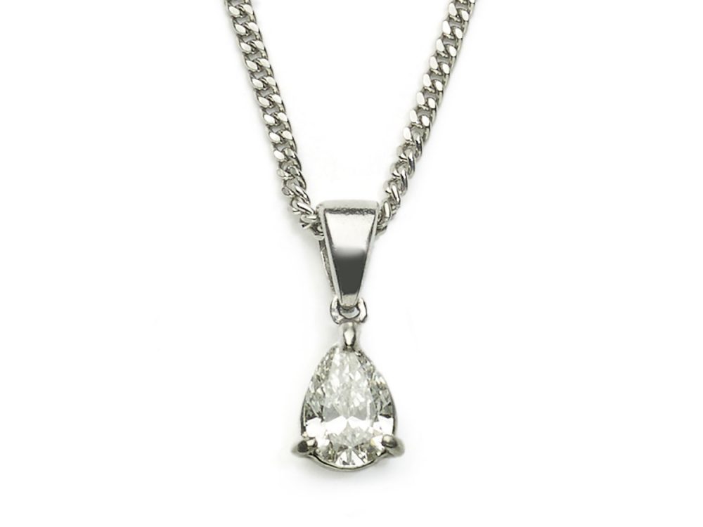 Single Stone Pear-Cut Diamond Platinum Pendant