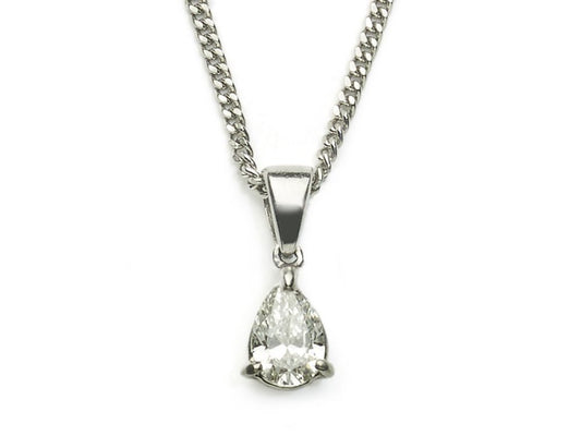 Single Stone Pear-Cut Diamond Platinum Pendant