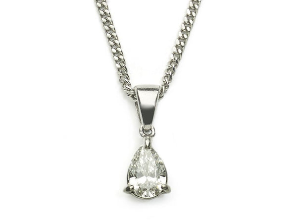 Single Stone Pear-Cut Diamond Platinum Pendant