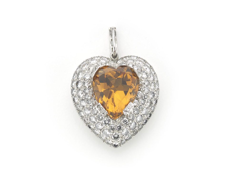 Topaz Diamond Gold Heart Pendant
