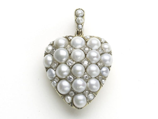 Pearl and Diamond Heart Pendant