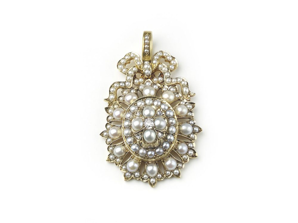 Antique Victorian Pearl and Diamond Pendant