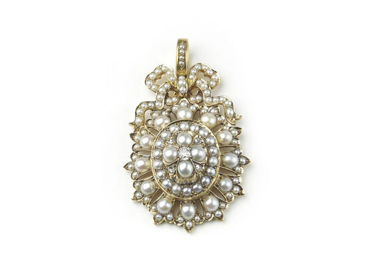 Antique Victorian Pearl and Diamond Pendant