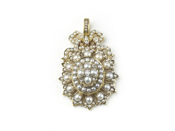 Antique Victorian Pearl and Diamond Pendant