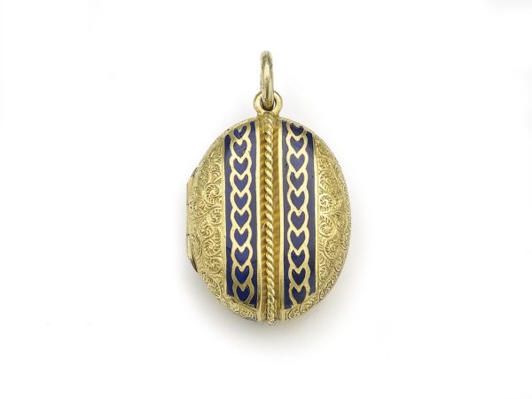 Antique Victorian Gold Enamel Locket Pendant