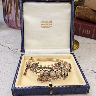 Antique Victorian Rose Cut Diamond Bangle Bracelet